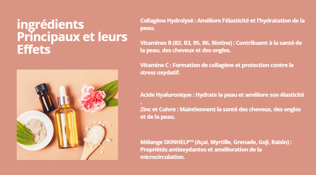 BELLE PEAU : Pour une Peau Radieuse et Uniforme, des Cheveux Brillants et des Ongles Forts